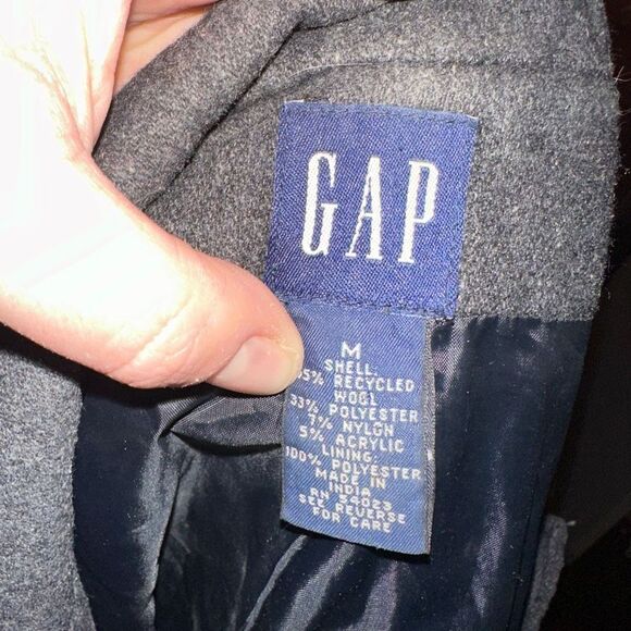 Gap gray recycled wool business casual M professional pea coat - Picture 4 of 4